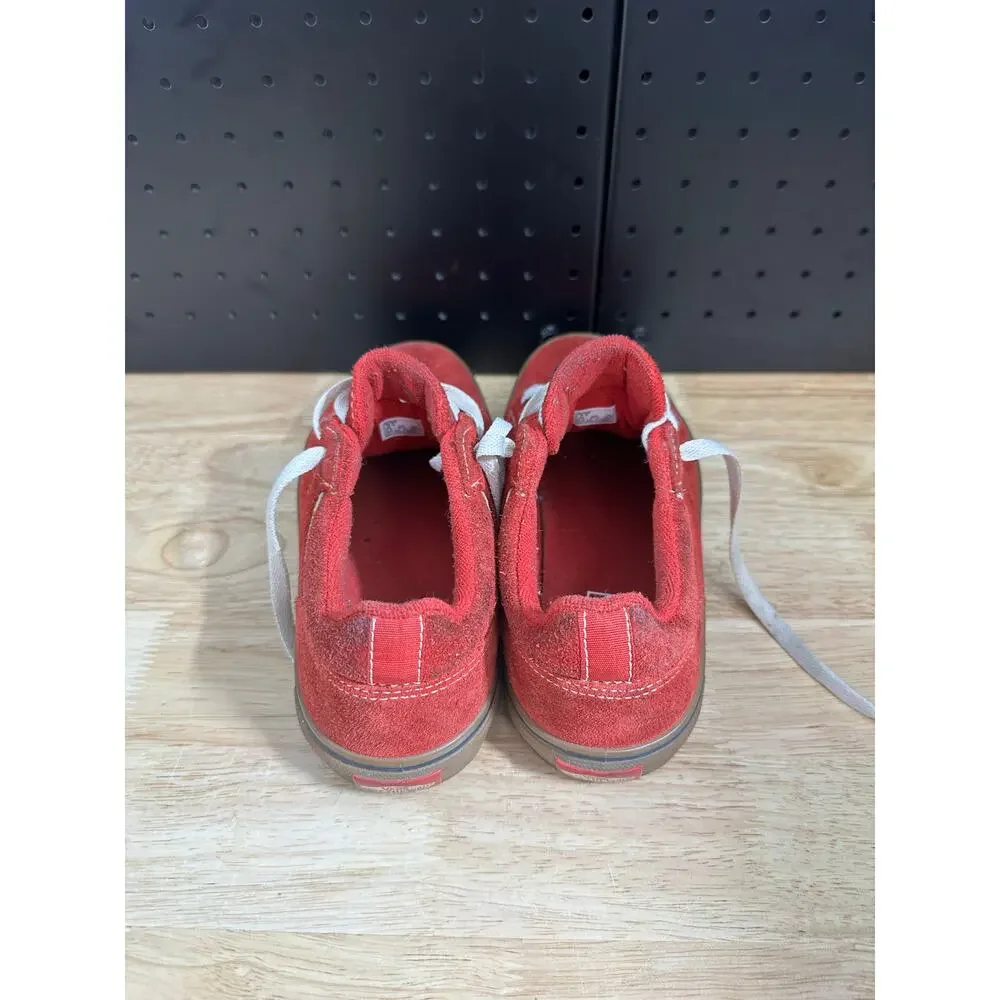 Vans Youth size 5.5 Red Suede Skate Shoes Gum Sole Kids Sneakers